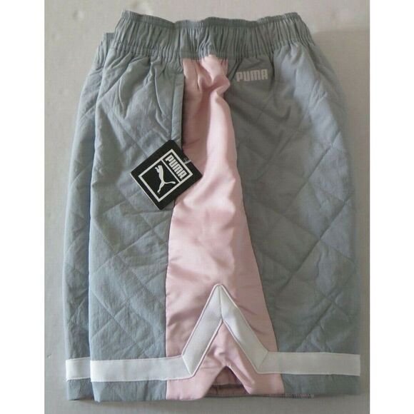 Puma TL62029 Men's Sz Small Gray/Pink Reversible Woven Padded Shorts $80+ - Picture 6 of 8